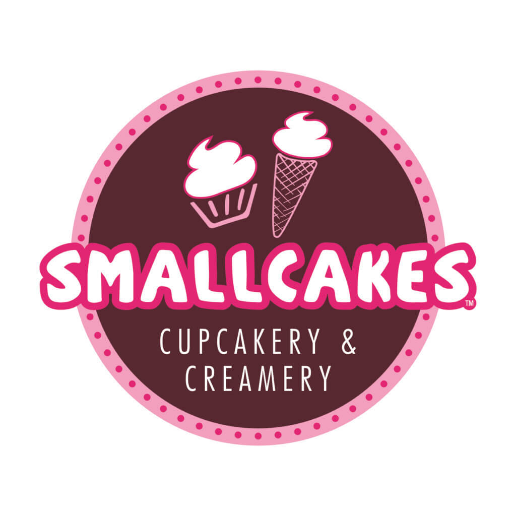 Smallcakes Oval CC wDotsPinkoutline ALT Logo